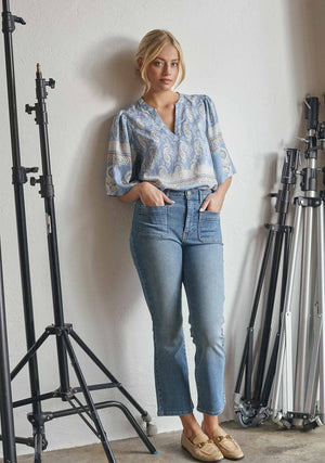 I SAY Bologna Kickflare Jeans Pants 606 Mid Denim