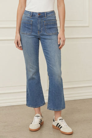 I SAY Bologna Kickflare Jeans Pants 606 Mid Denim