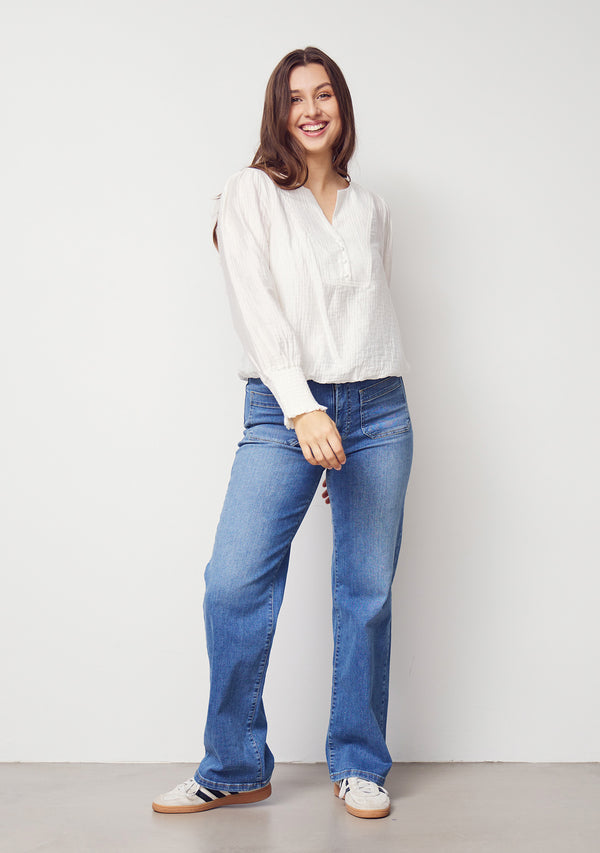 I SAY Bologna Wide Jeans Pants 606 Mid Denim