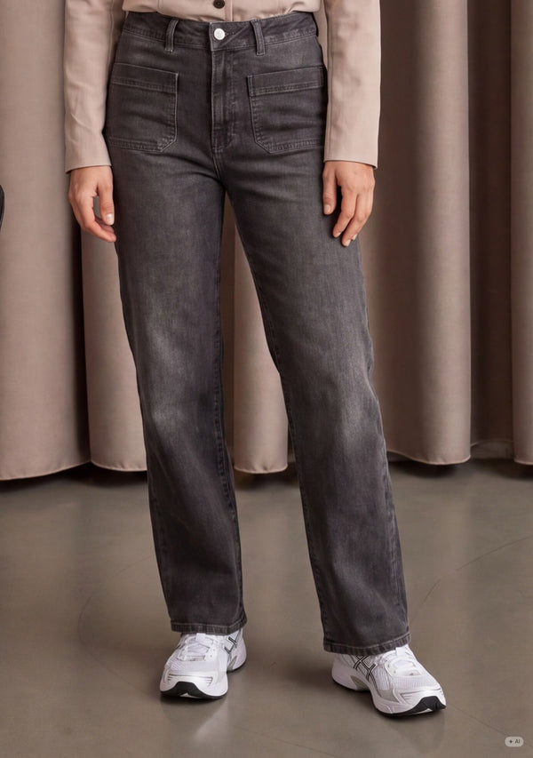 I SAY Bologna Wide Jeans Pants 923 Washed Grey