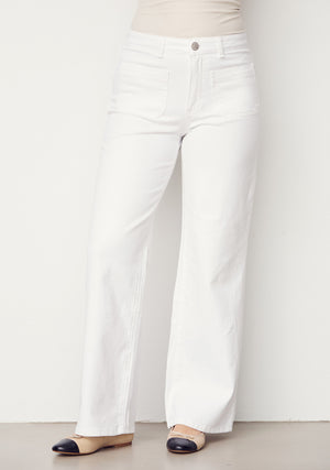 I SAY Bologna wide Twill Pant Pants 100 White