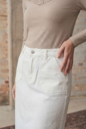I SAY Carpi Denim Skirt Skirts 101 Broken White