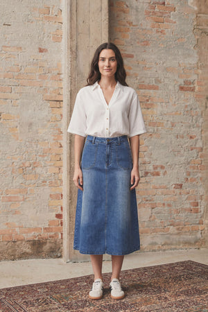 I SAY Carpi Denim Skirt Skirts 633 Basic Denim Wash