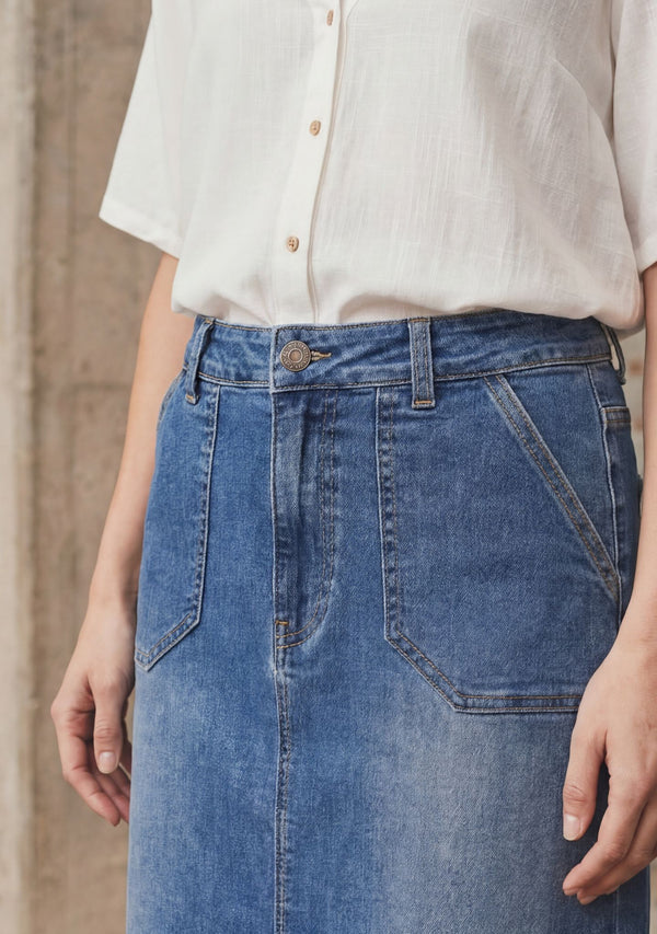 I SAY Carpi Denim Skirt Skirts 633 Basic Denim Wash
