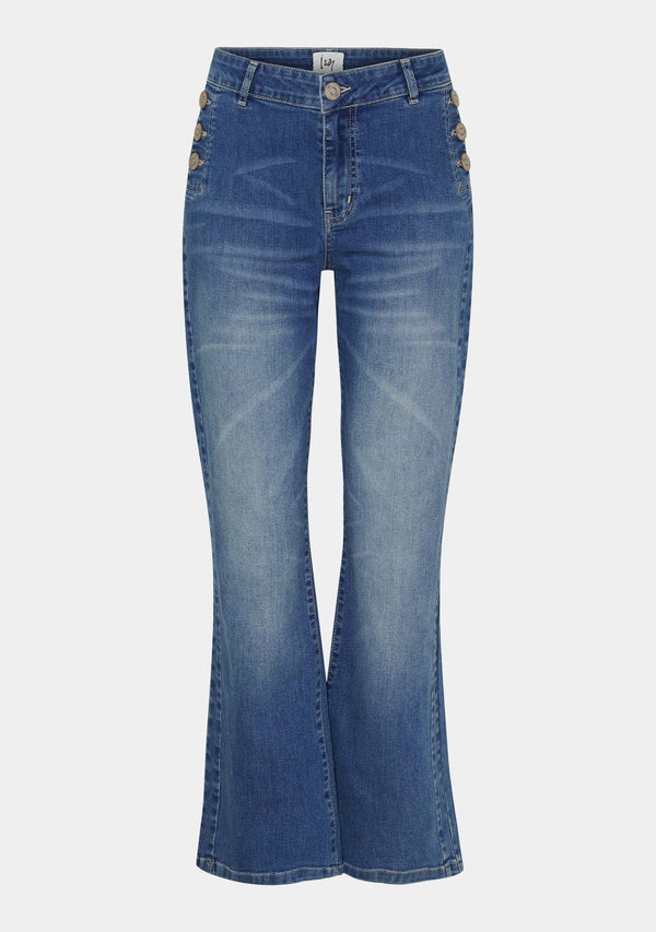 I SAY Como Button Jeans Pants I55 Como Blue Wash