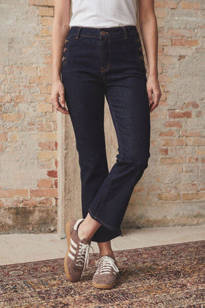 I SAY Como Button Jeans Pants K97 Unwashed Denim
