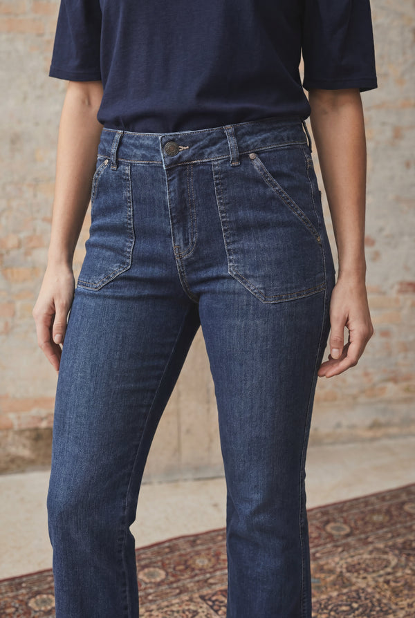 I SAY Como Flare Jeans Pants 662 Dark denim