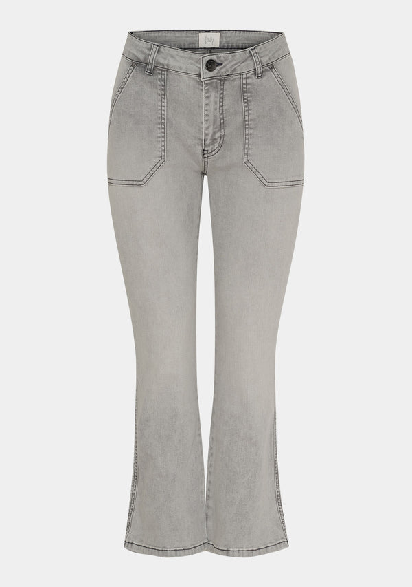 I SAY Como Flare Jeans Pants 943 Light Grey Washed