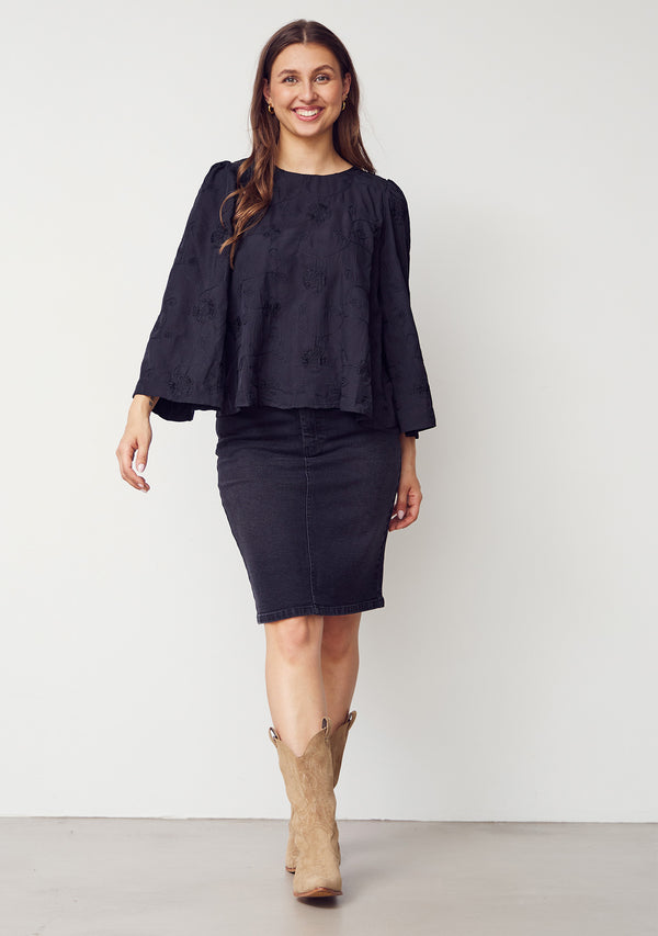 I SAY Como Solid Skirt Skirts 927 Washed Black