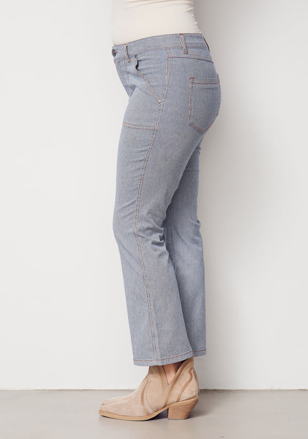 I SAY Como Stripe Flare Pant Pants M57 Blue Pinstripe