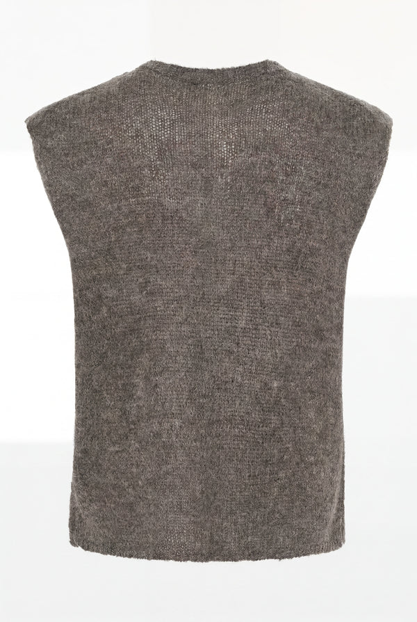 I SAY Cosima Waistcoat Knitwear 357 Dark Brown Melange