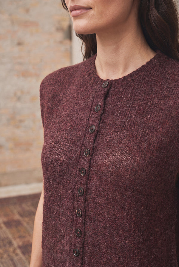 I SAY Cosima Waistcoat Knitwear N69 Wine Melange