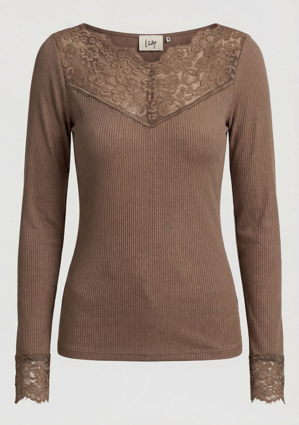 I SAY Dee Lace Blouse Basics 368 Taupe