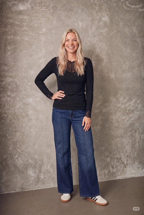 I SAY Dee Lace Blouse Basics 900 Black