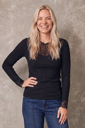 I SAY Dee Lace Blouse Basics 900 Black