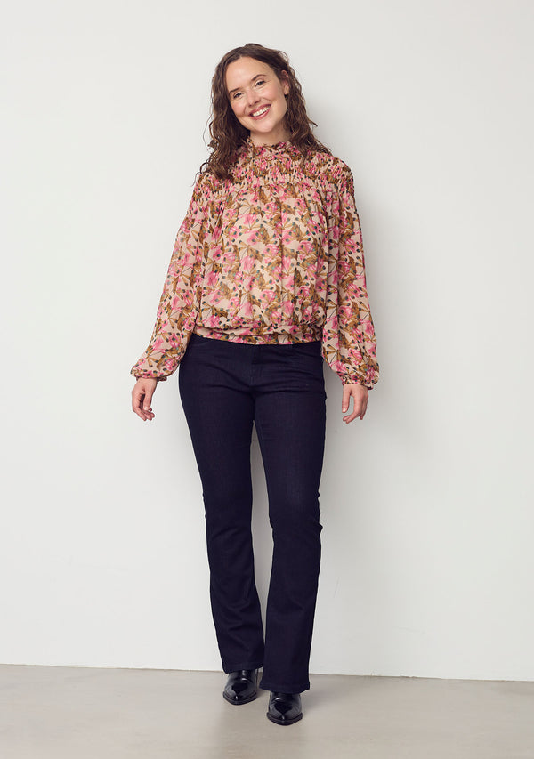 I SAY Delta Smock Blouse Blouses M20 Pink Leaves