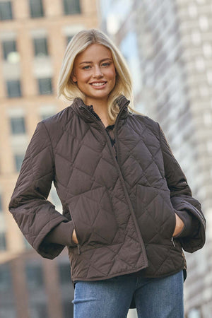 I SAY Diddi Quilted Jacket Outerwear 356 Dark brown