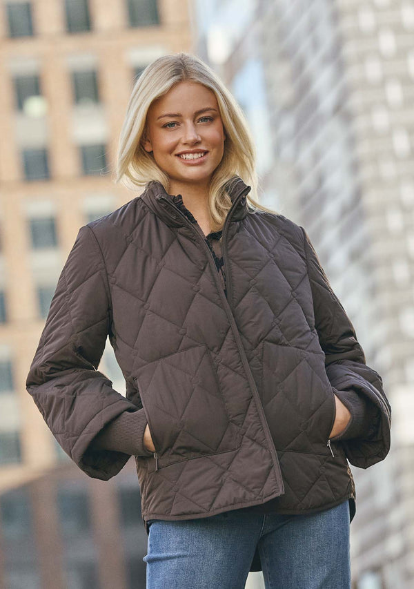 I SAY Diddi Quilted Jacket Outerwear 356 Dark brown