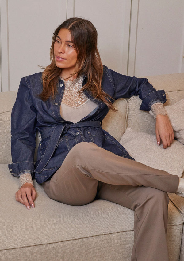 I SAY Diva Belt Blazer Jackets 662 Dark denim