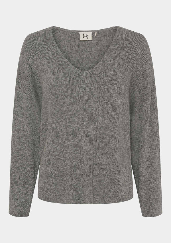 I SAY Dora Knit Pullover Knitwear 947 Grey Melange