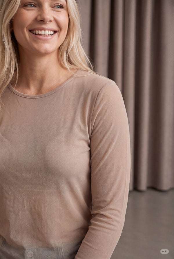 I SAY Fifi Mesh l/s O-Neck Tops 144 Cuban Sand