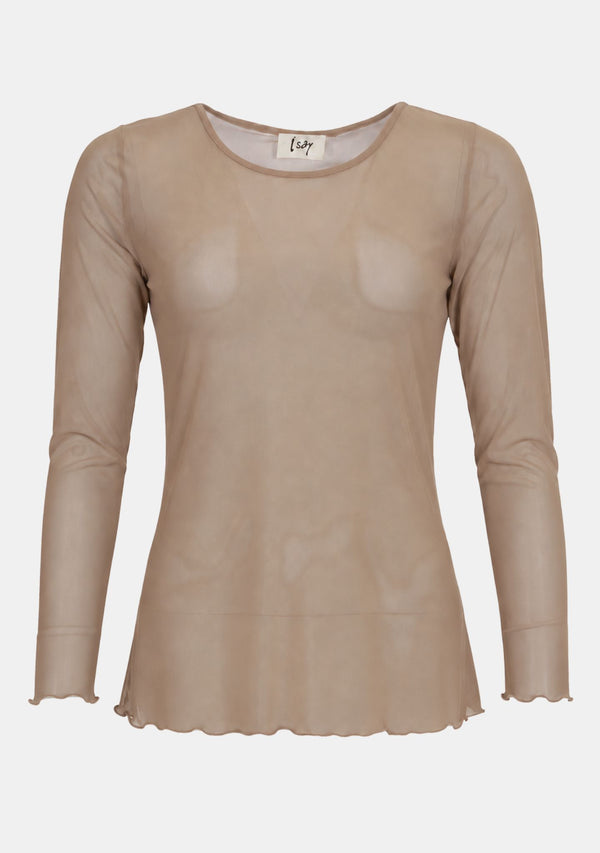 I SAY Fifi Mesh l/s O-Neck Tops 144 Cuban Sand