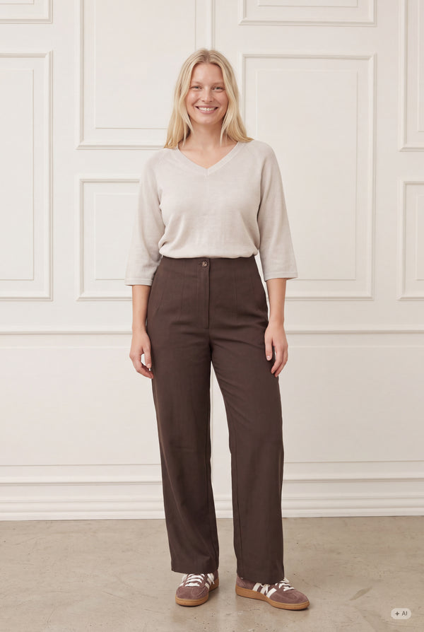 I SAY Firenze Highwaist Pant Pants 356 Dark brown