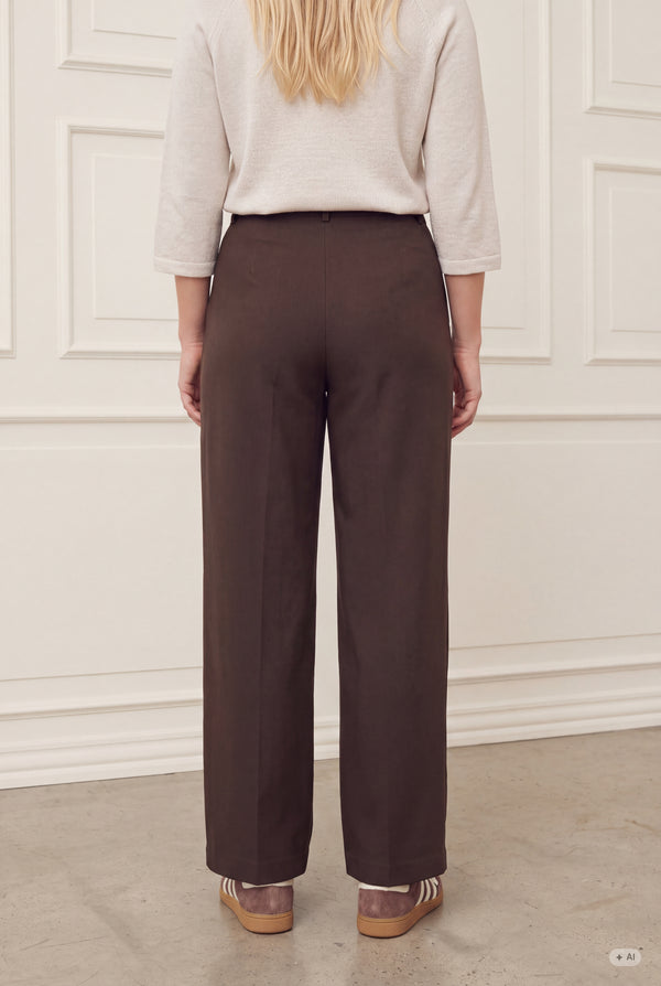 I SAY Firenze Highwaist Pant Pants 356 Dark brown