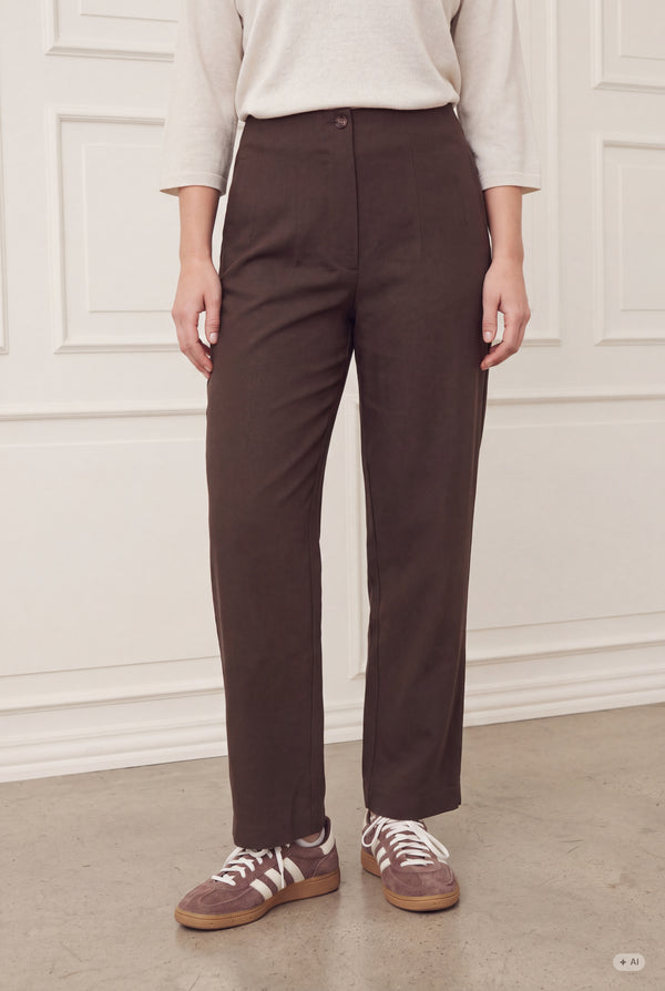 I SAY Firenze Highwaist Pant Pants 356 Dark brown