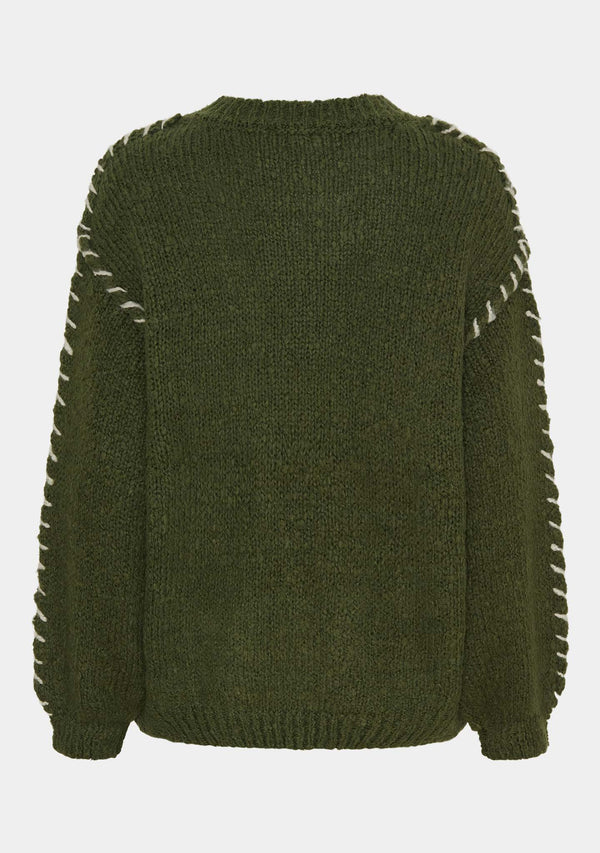 I SAY Franca Knit Pullover Knitwear 918 Army