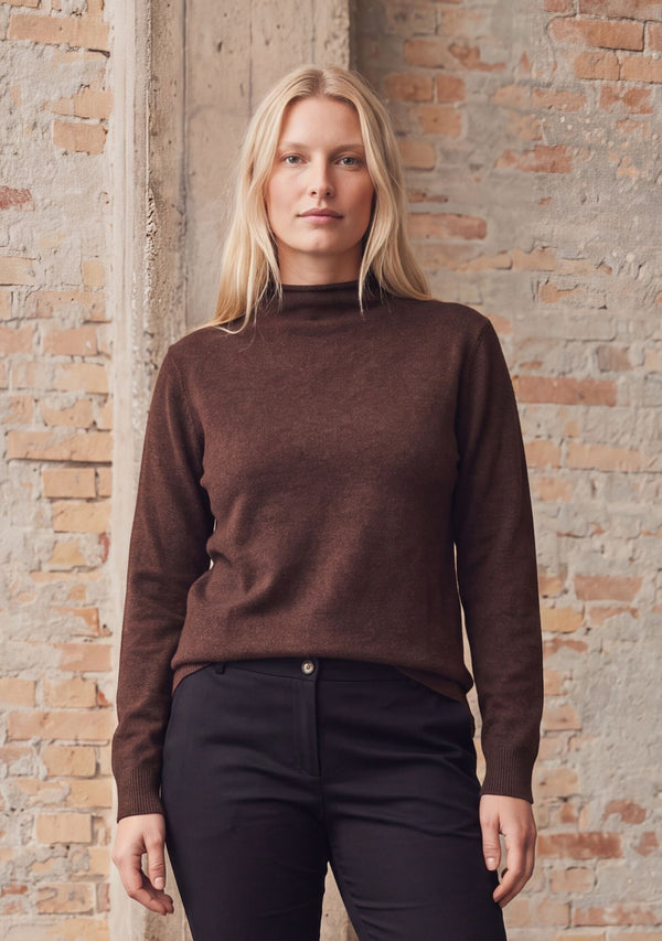 I SAY Frigga A-Shape Pullover Knitwear 357 Dark Brown Melange