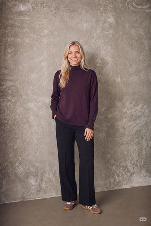 I SAY Frigga New Pullover Knitwear 419 Aubergine