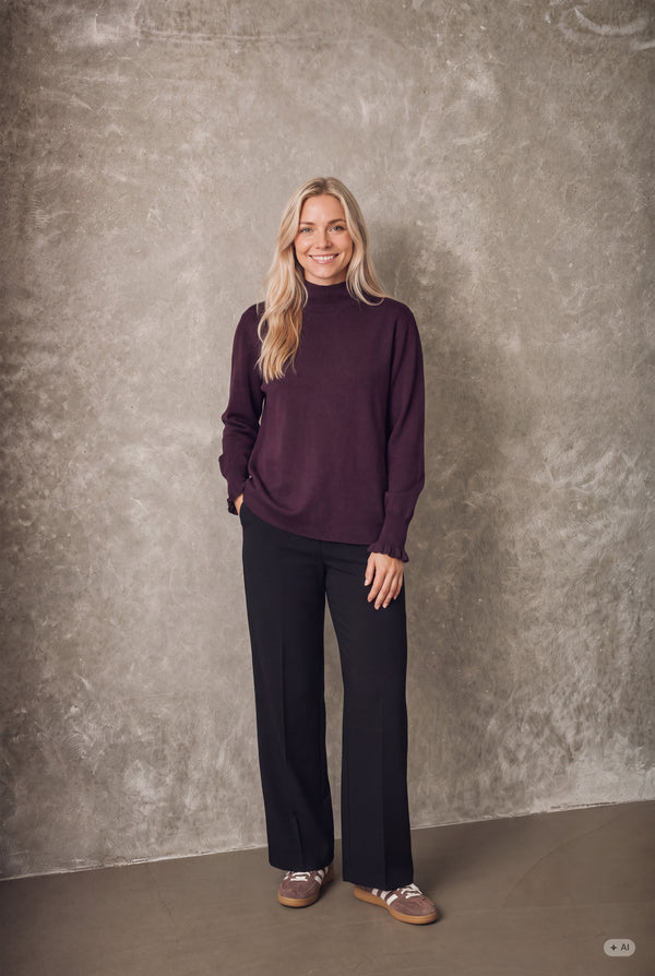 I SAY Frigga New Pullover Knitwear 419 Aubergine