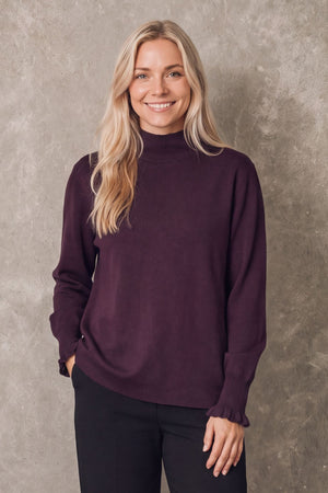 I SAY Frigga New Pullover Knitwear 419 Aubergine