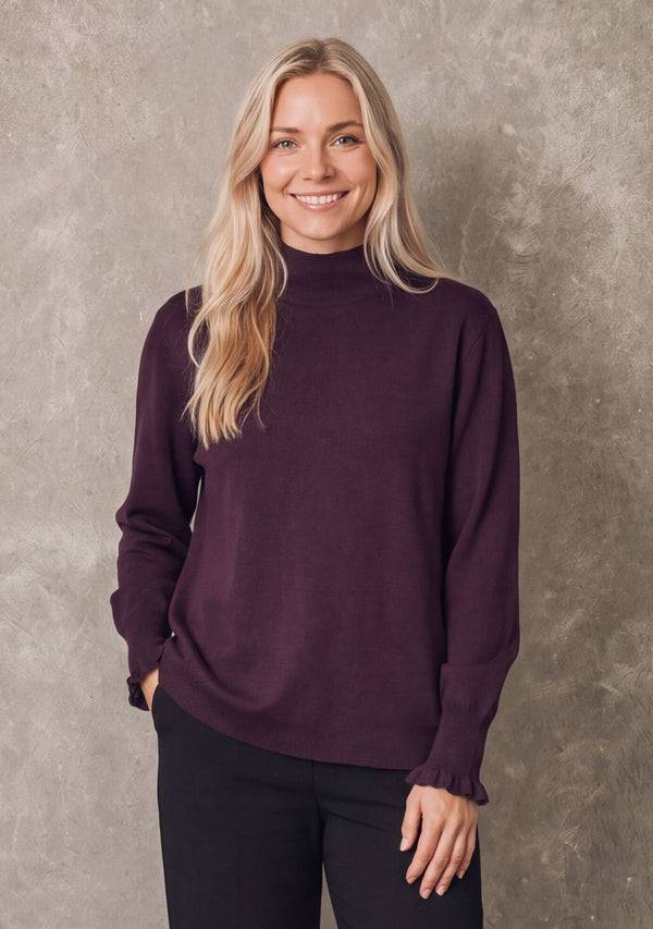 I SAY Frigga New Pullover Knitwear 419 Aubergine