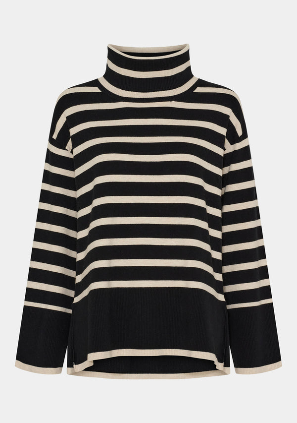 I SAY Frigga Rollneck Pullover Knitwear M41 Black w/Cream