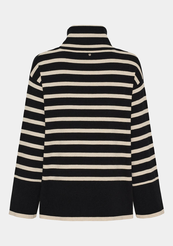 I SAY Frigga Rollneck Pullover Knitwear M41 Black w/Cream