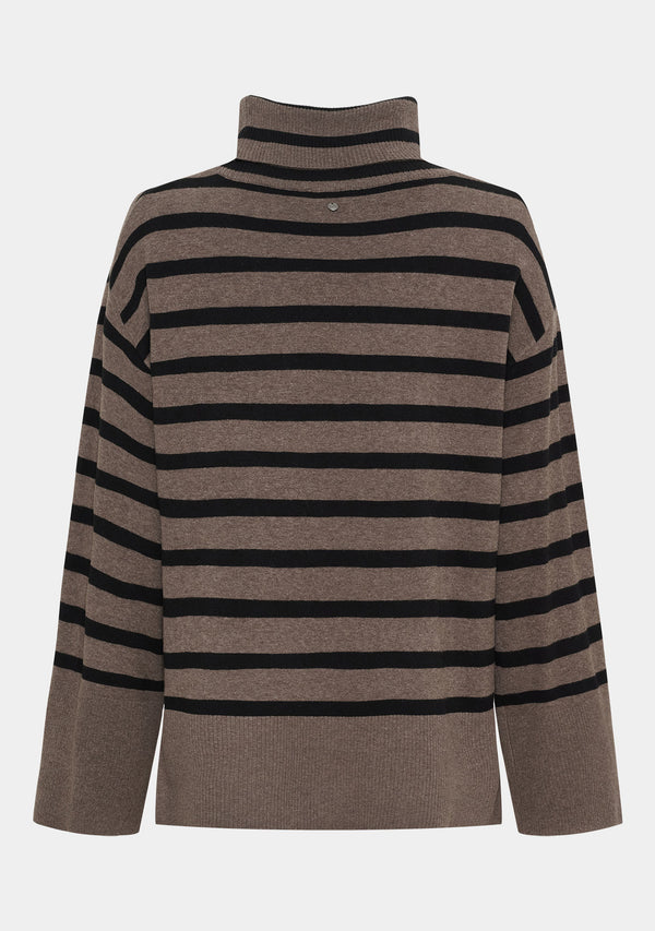I SAY Frigga Rollneck Pullover Knitwear N03 Potato w/black Stripe