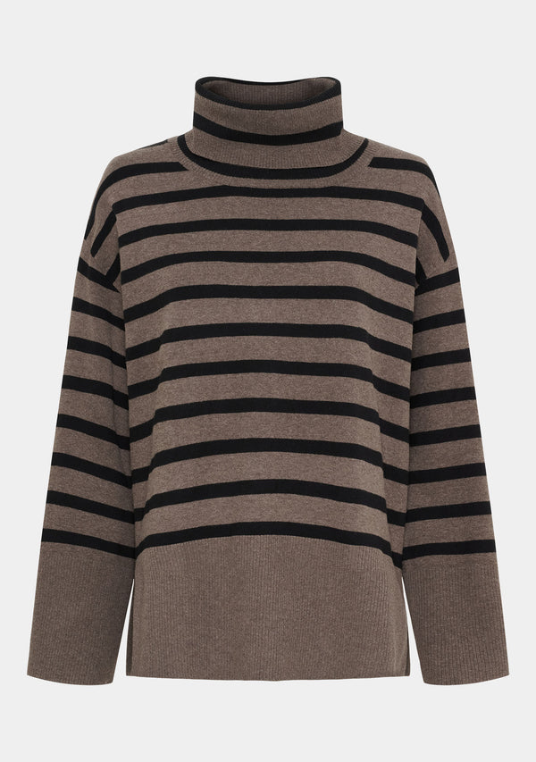 I SAY Frigga Rollneck Pullover Knitwear N03 Potato w/black Stripe
