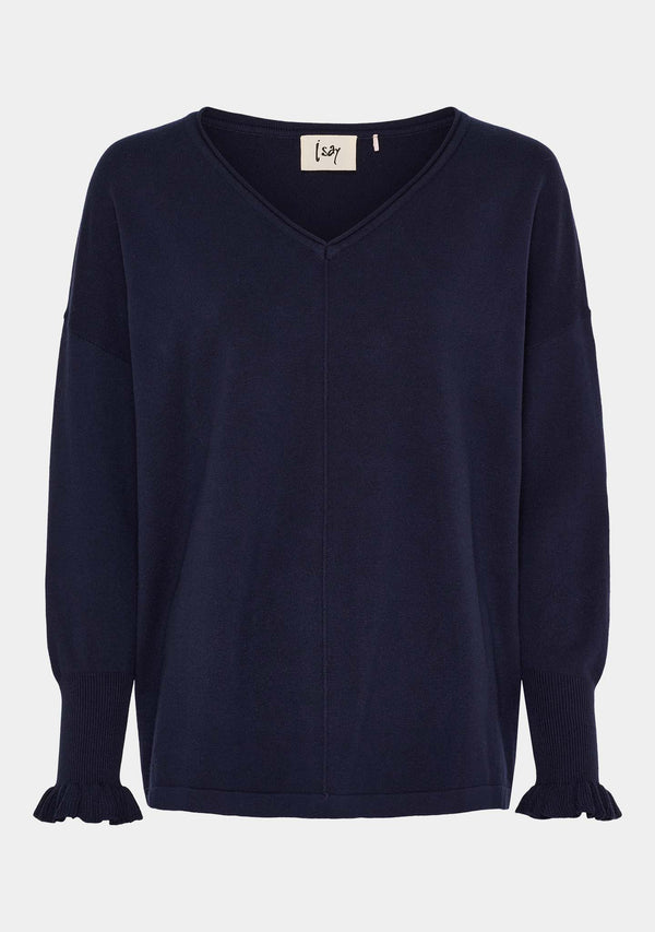 I SAY Frigga Smock Pullover Knitwear 640 Navy