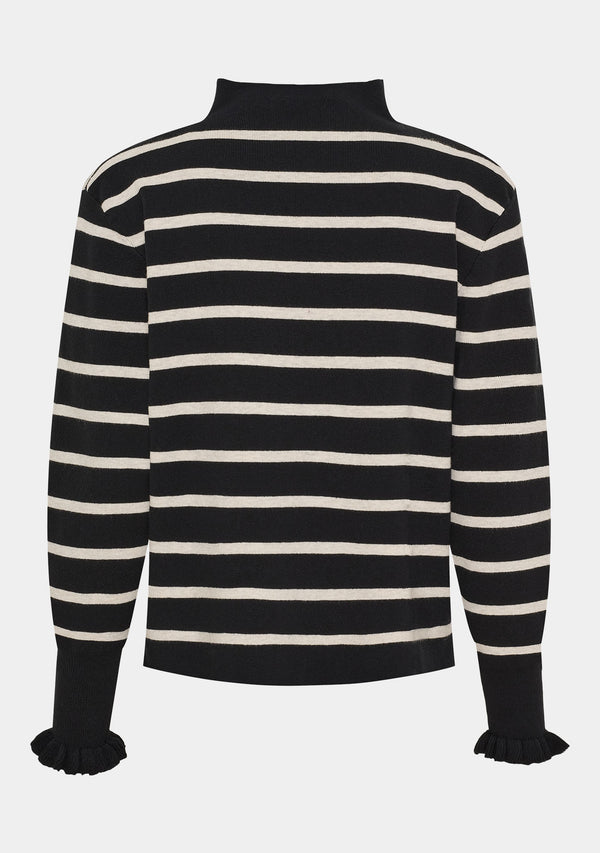 I SAY Frigga Stripe Pullover Knitwear M41 Black w/Cream