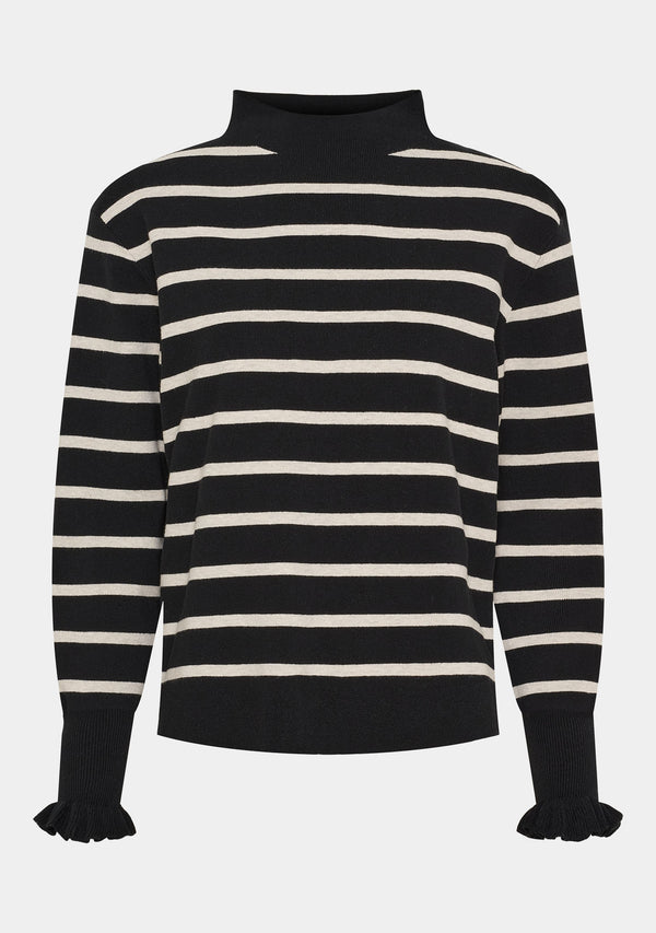 I SAY Frigga Stripe Pullover Knitwear M41 Black w/Cream