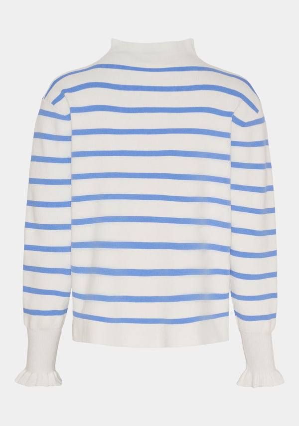 I SAY Frigga Stripe Pullover Knitwear M51 Broken White w/Skyblue