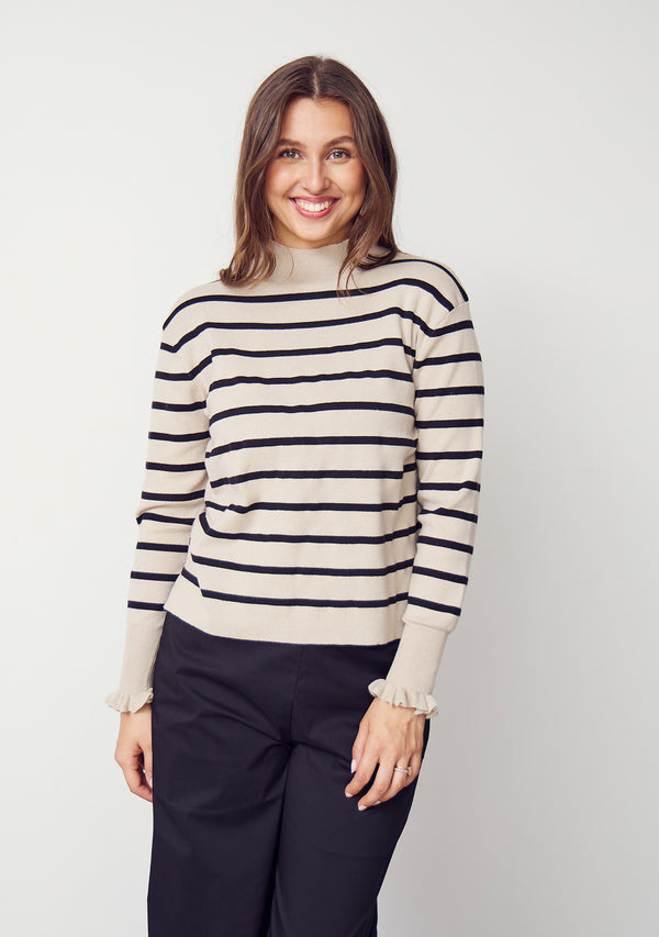 I SAY Frigga Stripe Pullover Knitwear M76 Golden w/black