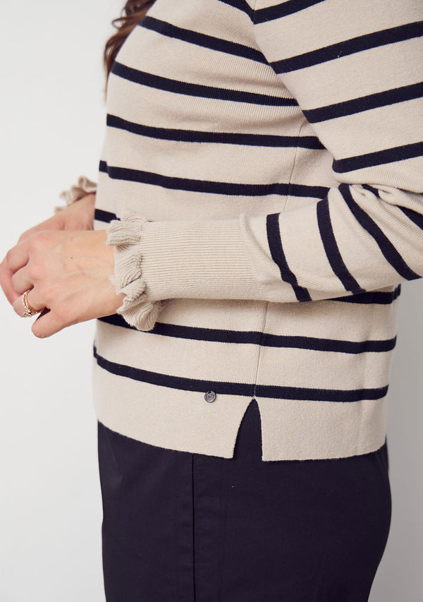 I SAY Frigga Stripe Pullover Knitwear M76 Golden w/black