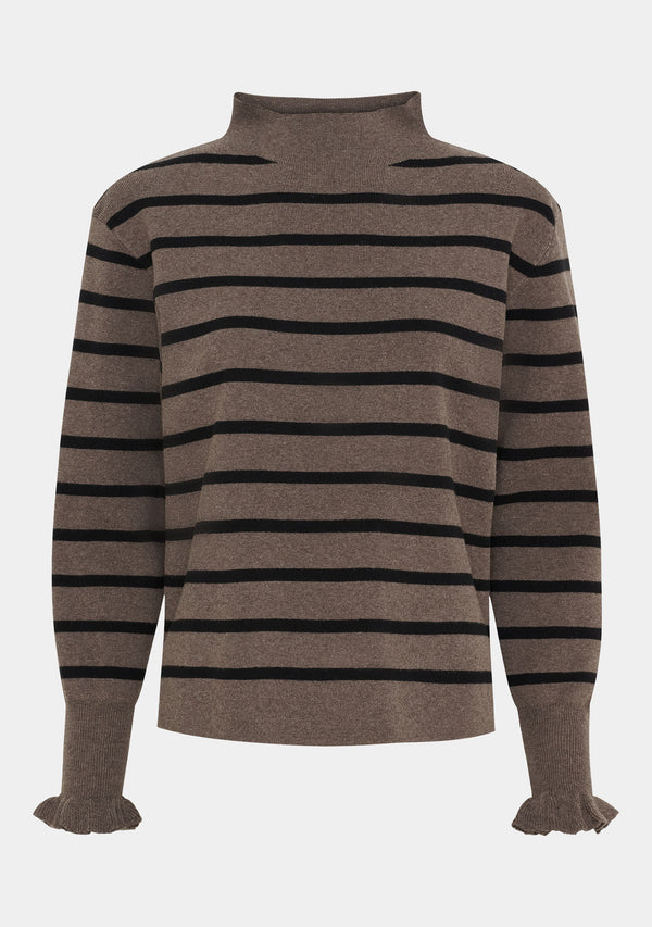 I SAY Frigga Stripe Pullover Knitwear N03 Potato w/black Stripe