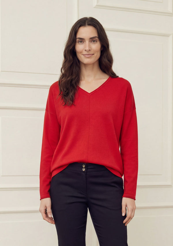 I SAY Frigga V-Neck  Knitwear 432 Fresh Red