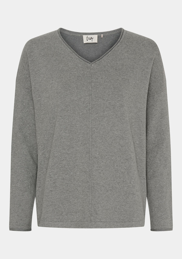 I SAY Frigga V-Neck  Knitwear 947 Grey Melange