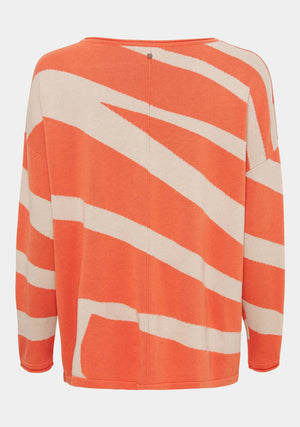 I SAY Frigga Zebra Pullover Knitwear L73 Orange/Sand Zebra