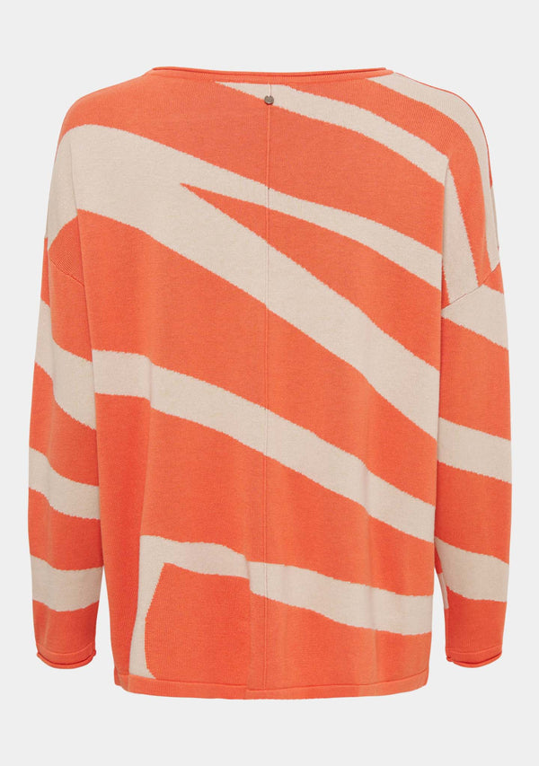 I SAY Frigga Zebra Pullover Knitwear L73 Orange/Sand Zebra